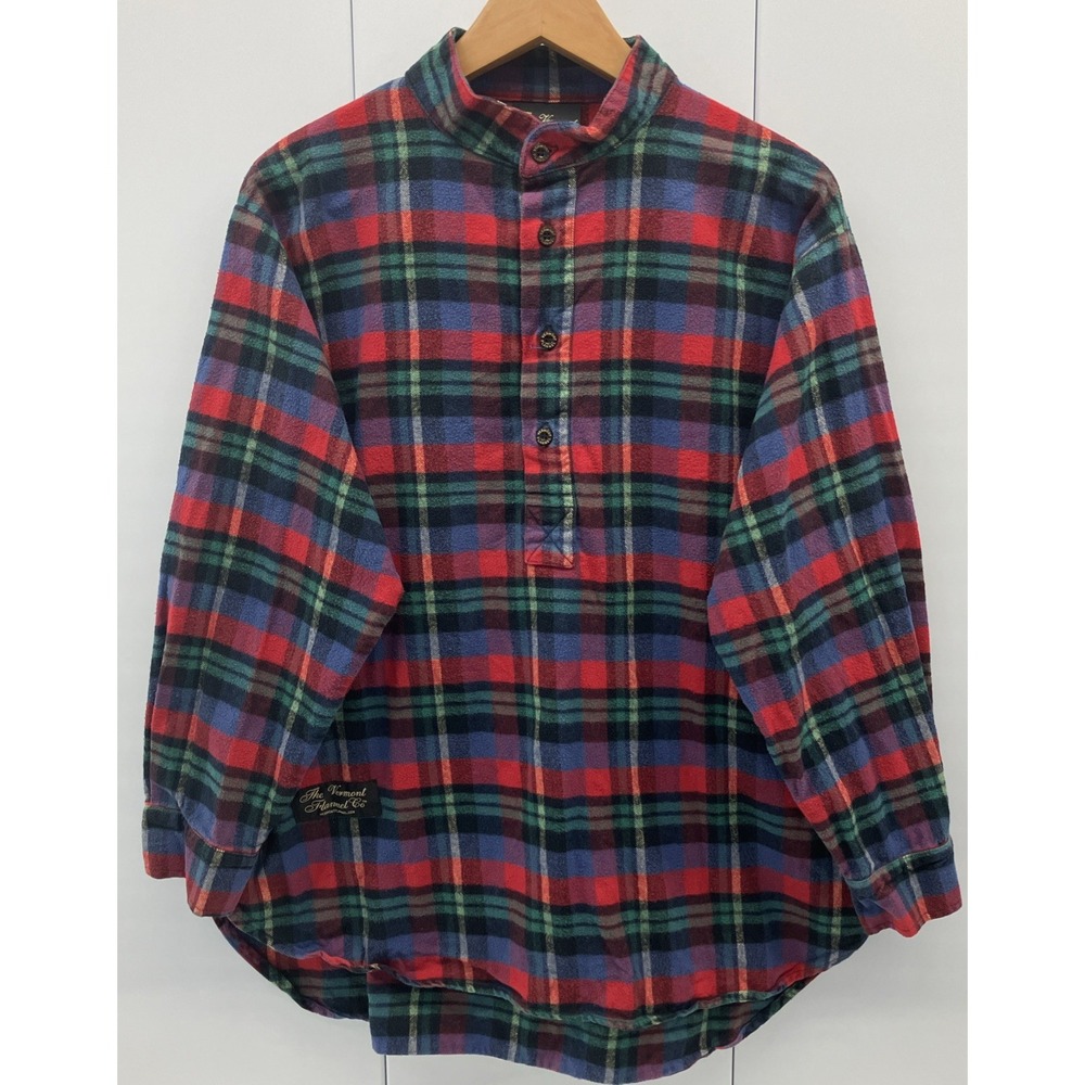 Vermont Flannel Company Shirt Size Small Red Green Plaid Henley Pullover Casual‎